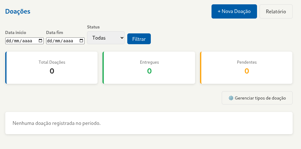 Controle de Doações